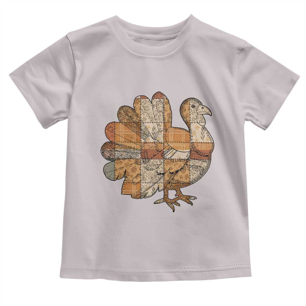 Thanksgiving Vintage Patchwork Gobble Turkey Toddler T Shirt TS11 Ice Gray Print Your Wear