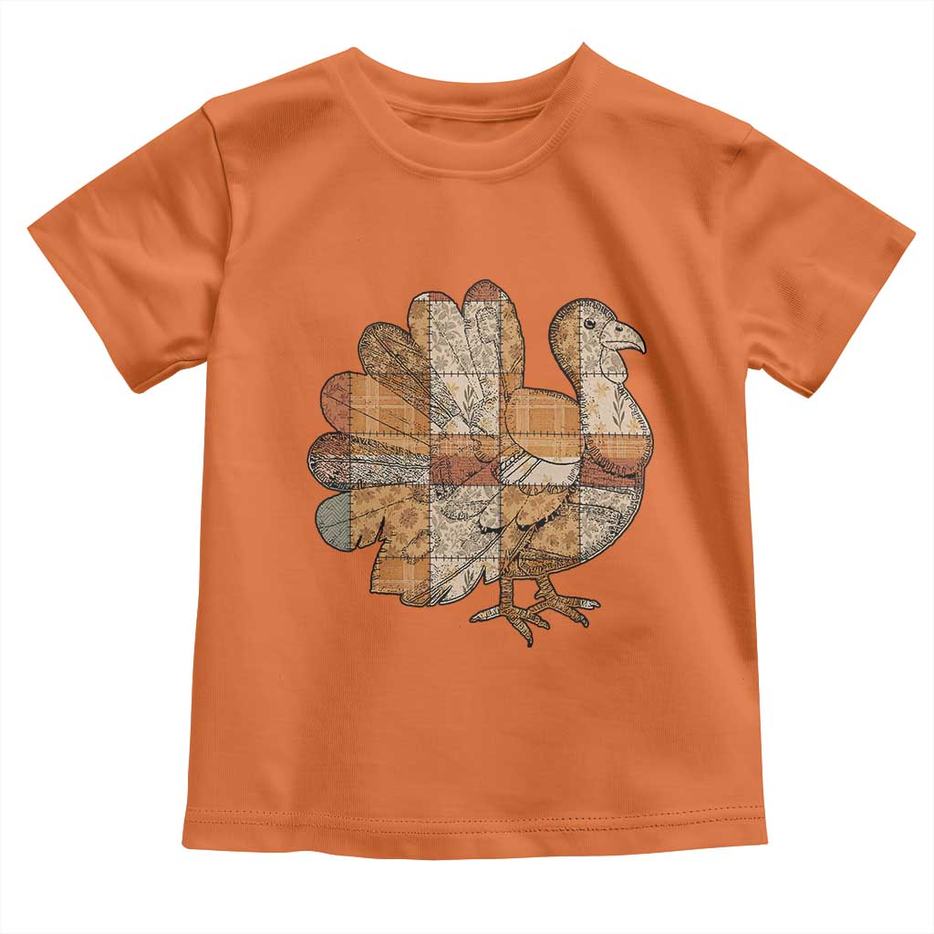 Thanksgiving Vintage Patchwork Gobble Turkey Toddler T Shirt TS11 Orange Print Your Wear