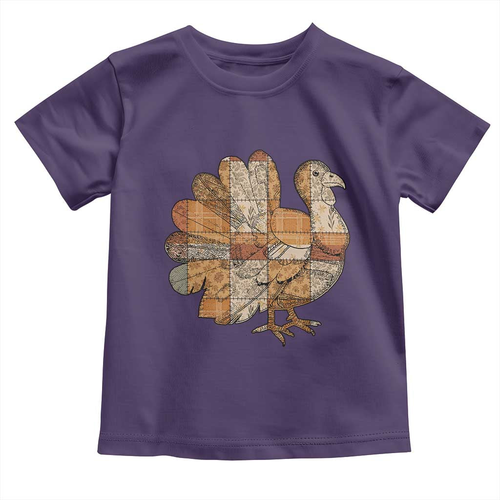Thanksgiving Vintage Patchwork Gobble Turkey Toddler T Shirt TS11 Purple Print Your Wear