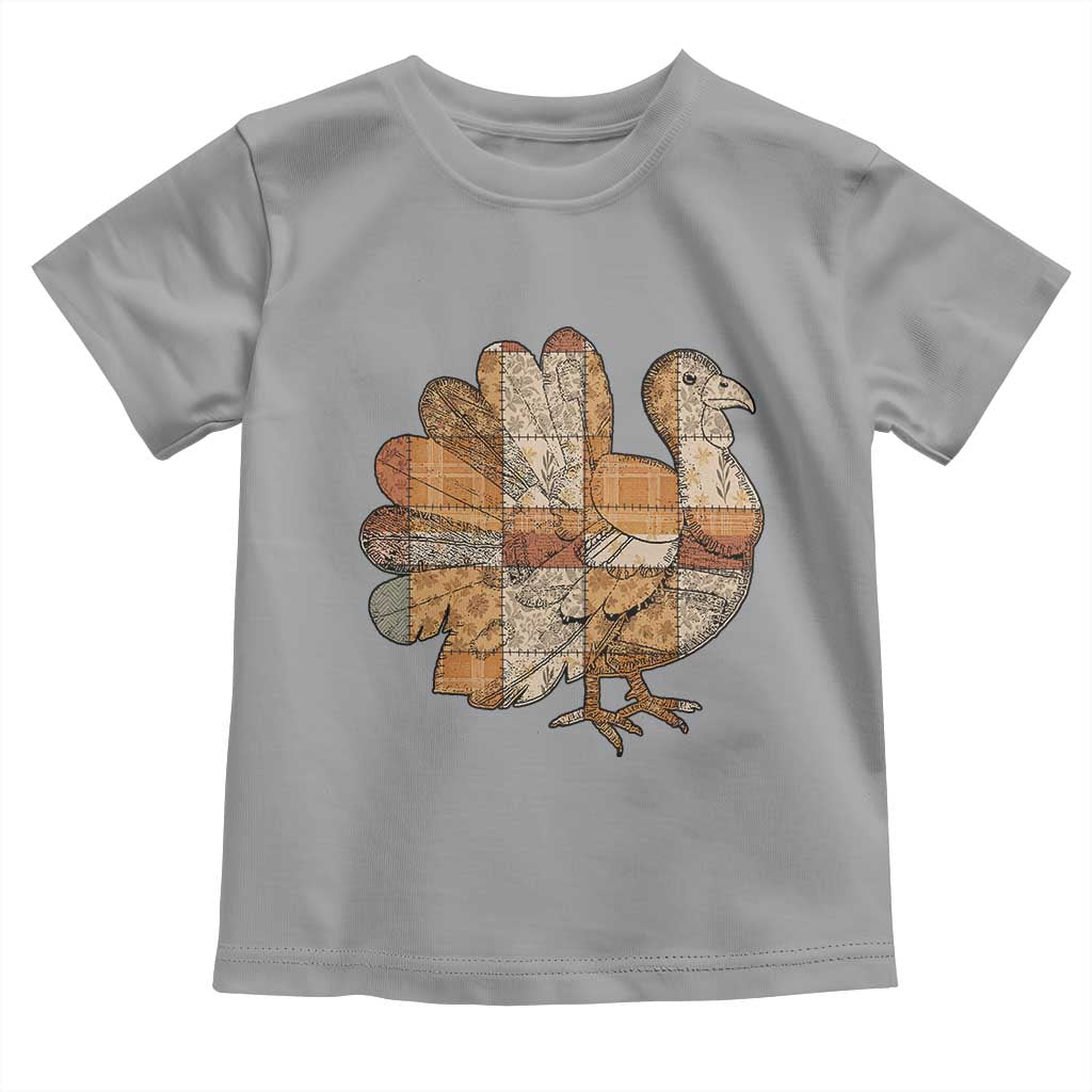 Thanksgiving Vintage Patchwork Gobble Turkey Toddler T Shirt TS11 Sport Gray Print Your Wear