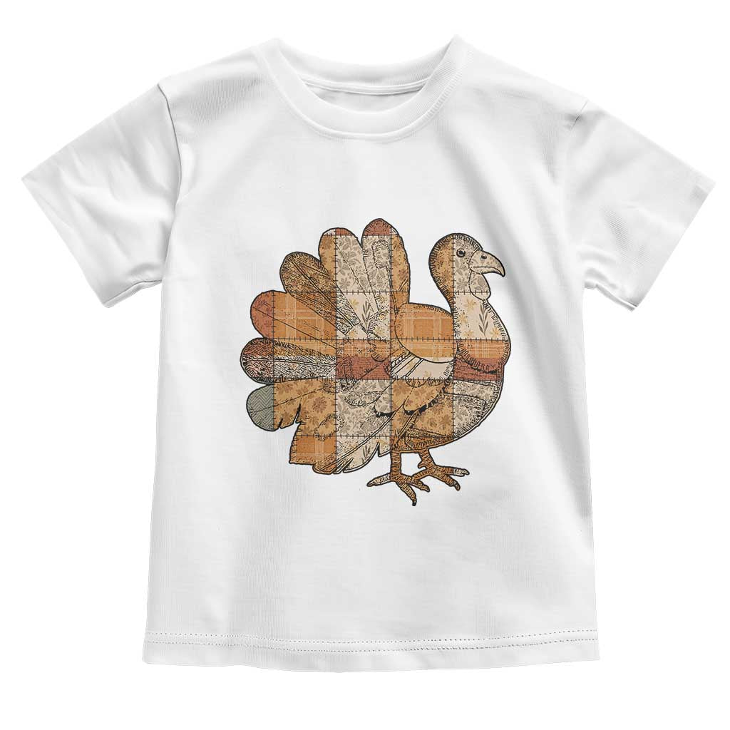 Thanksgiving Vintage Patchwork Gobble Turkey Toddler T Shirt TS11 White Print Your Wear