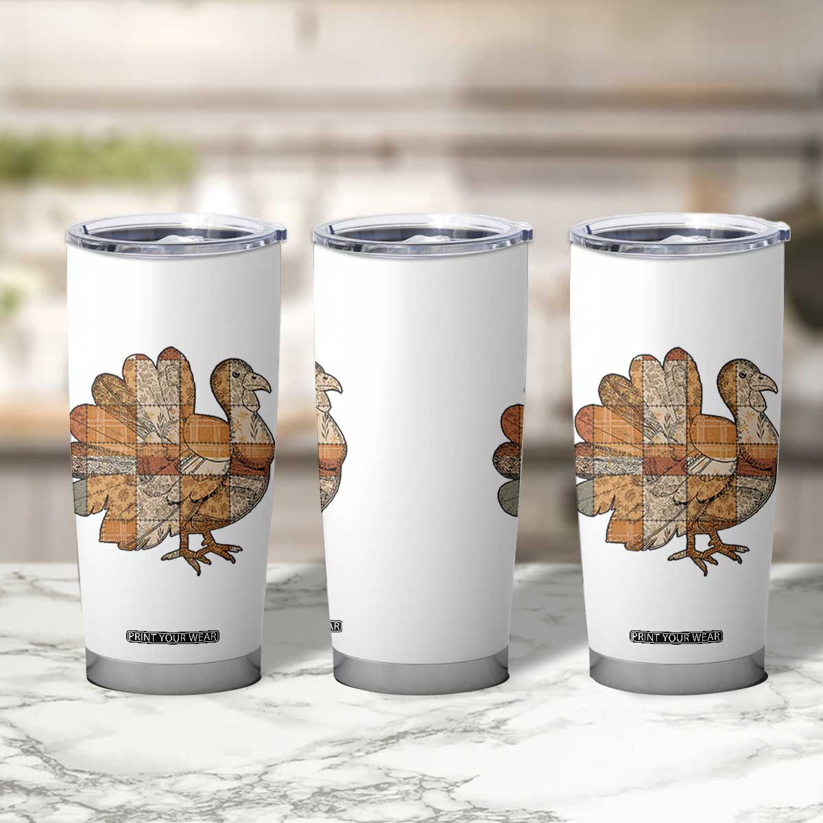Thanksgiving Vintage Patchwork Gobble Turkey Tumbler Cup TS11 Print Your Wear