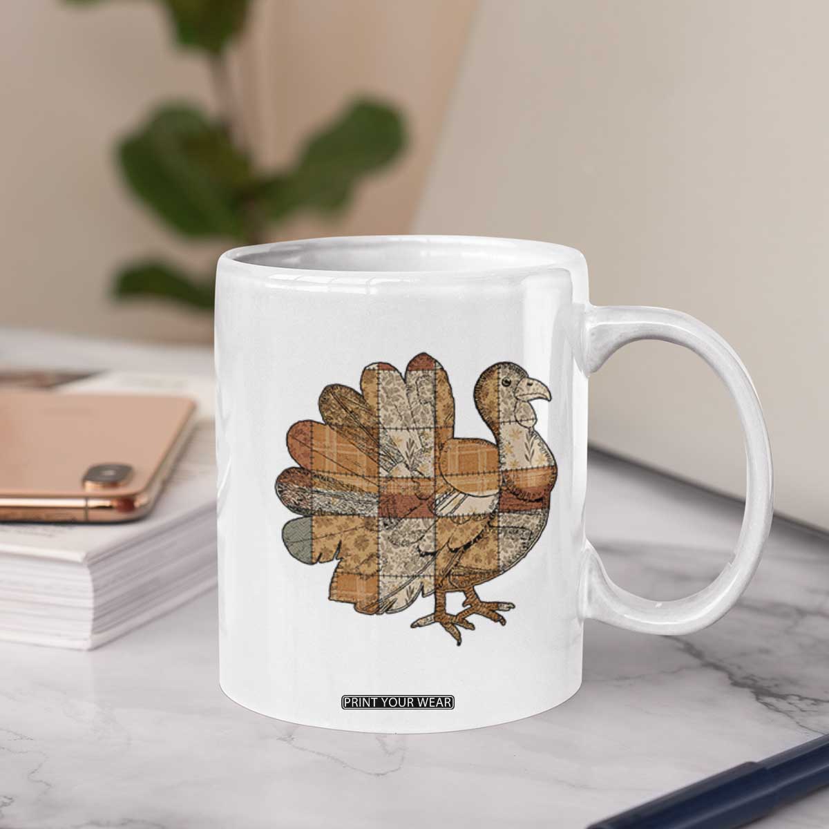 Thanksgiving Vintage Patchwork Gobble Turkey Coffee Mug TS11 Print Your Wear