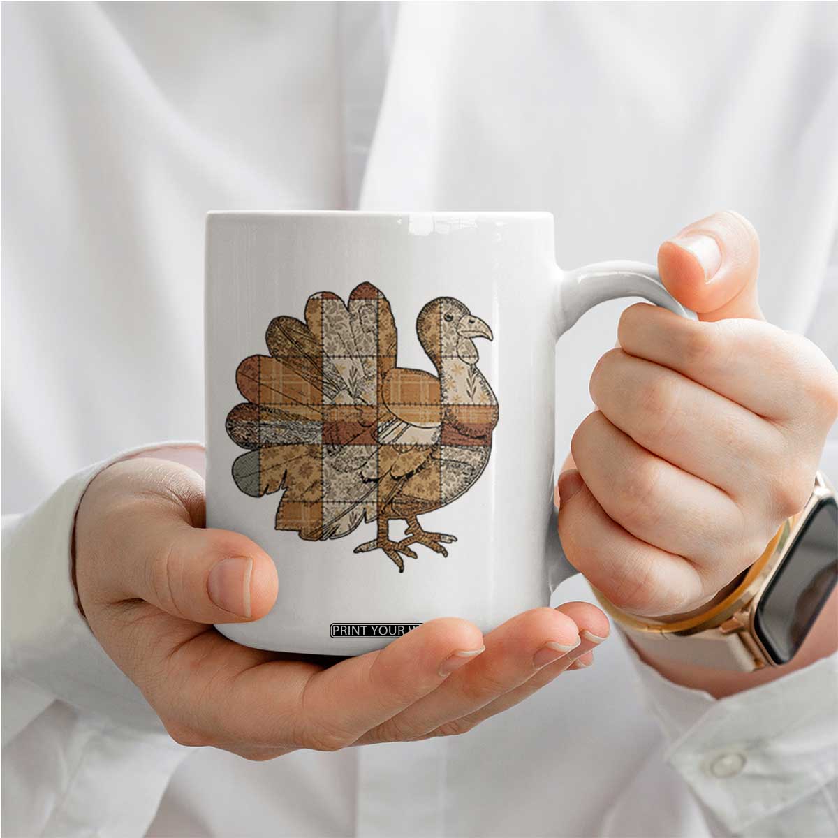 Thanksgiving Vintage Patchwork Gobble Turkey Coffee Mug TS11 Print Your Wear