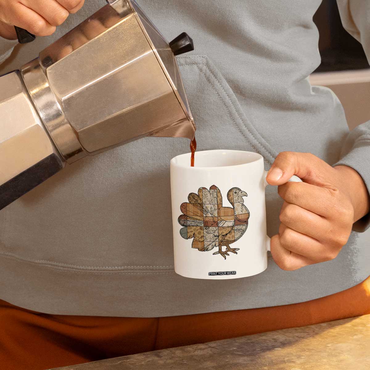Thanksgiving Vintage Patchwork Gobble Turkey Coffee Mug TS11 Print Your Wear