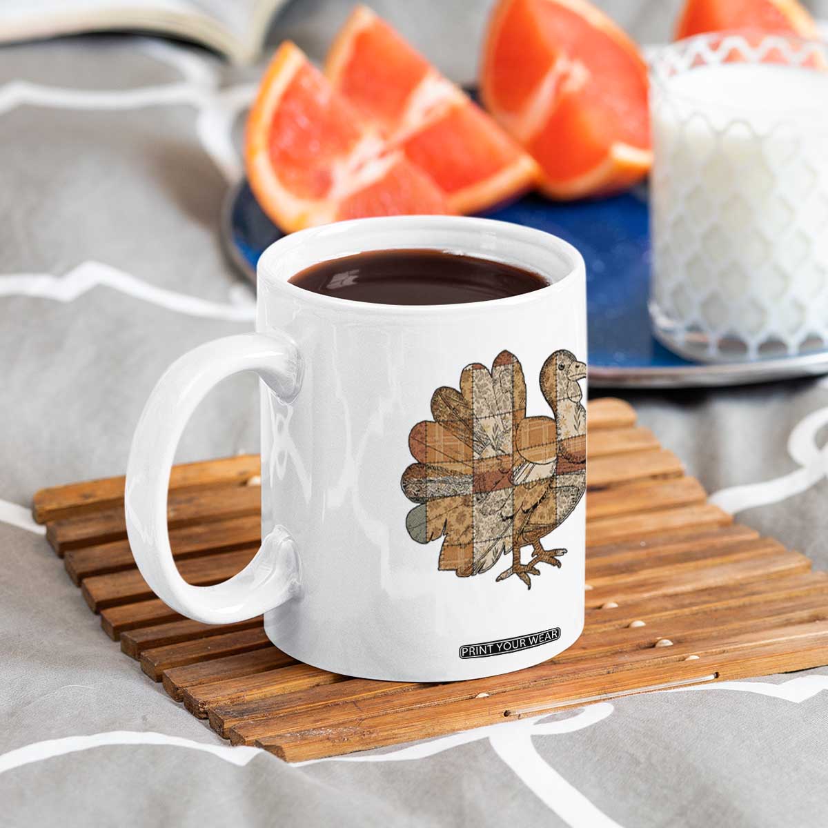 Thanksgiving Vintage Patchwork Gobble Turkey Coffee Mug TS11 Print Your Wear