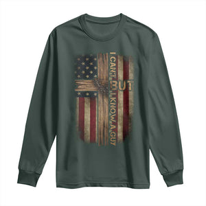 I Cant But I Know A Guy Long Sleeve Shirt Funny Christian Jesus Cross TS11 Dark Forest Green Print Your Wear