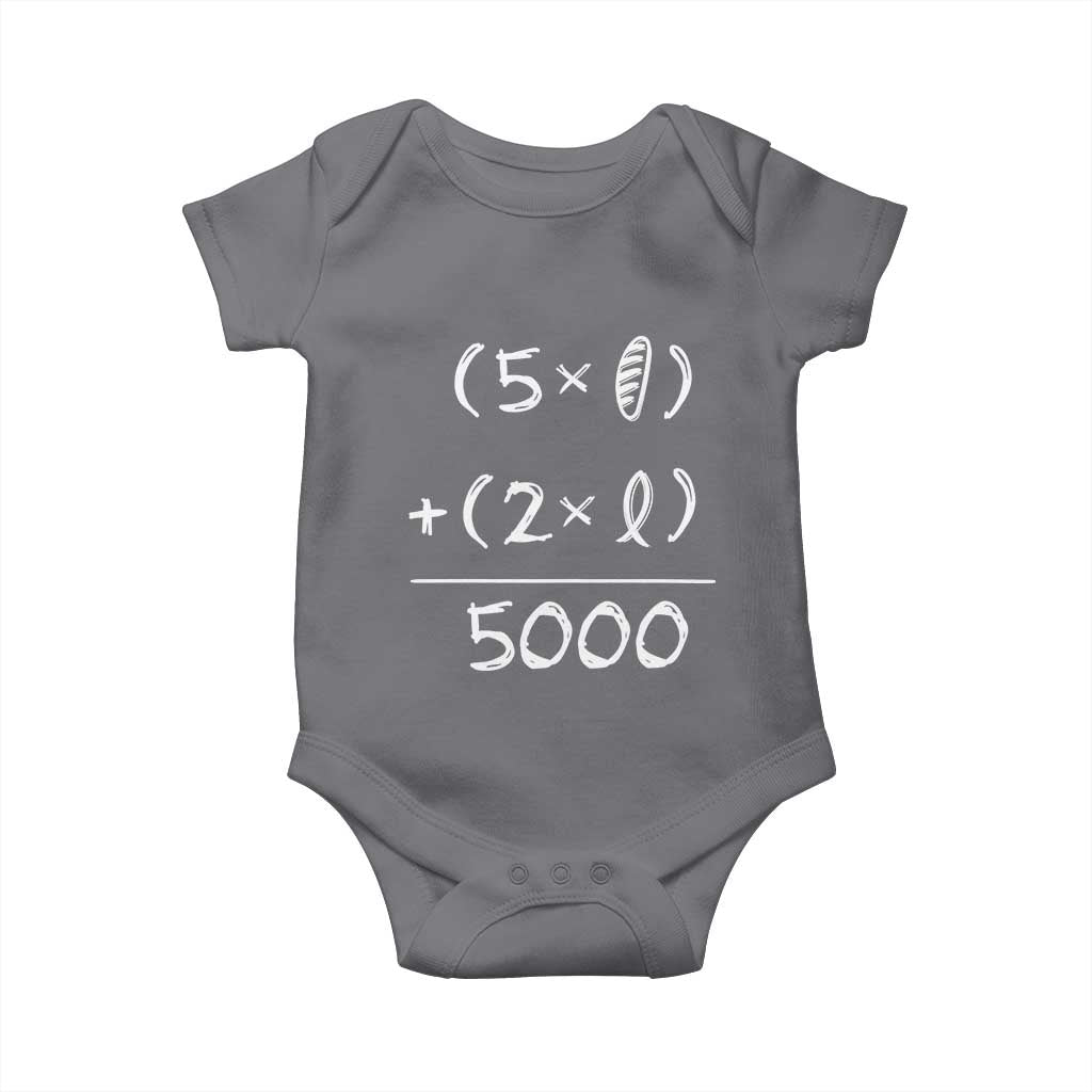 2 Fishes 5 Loaves Jesus Feeds The 5000 Christian Bible Verses Baby Onesie TS11 Charcoal Print Your Wear