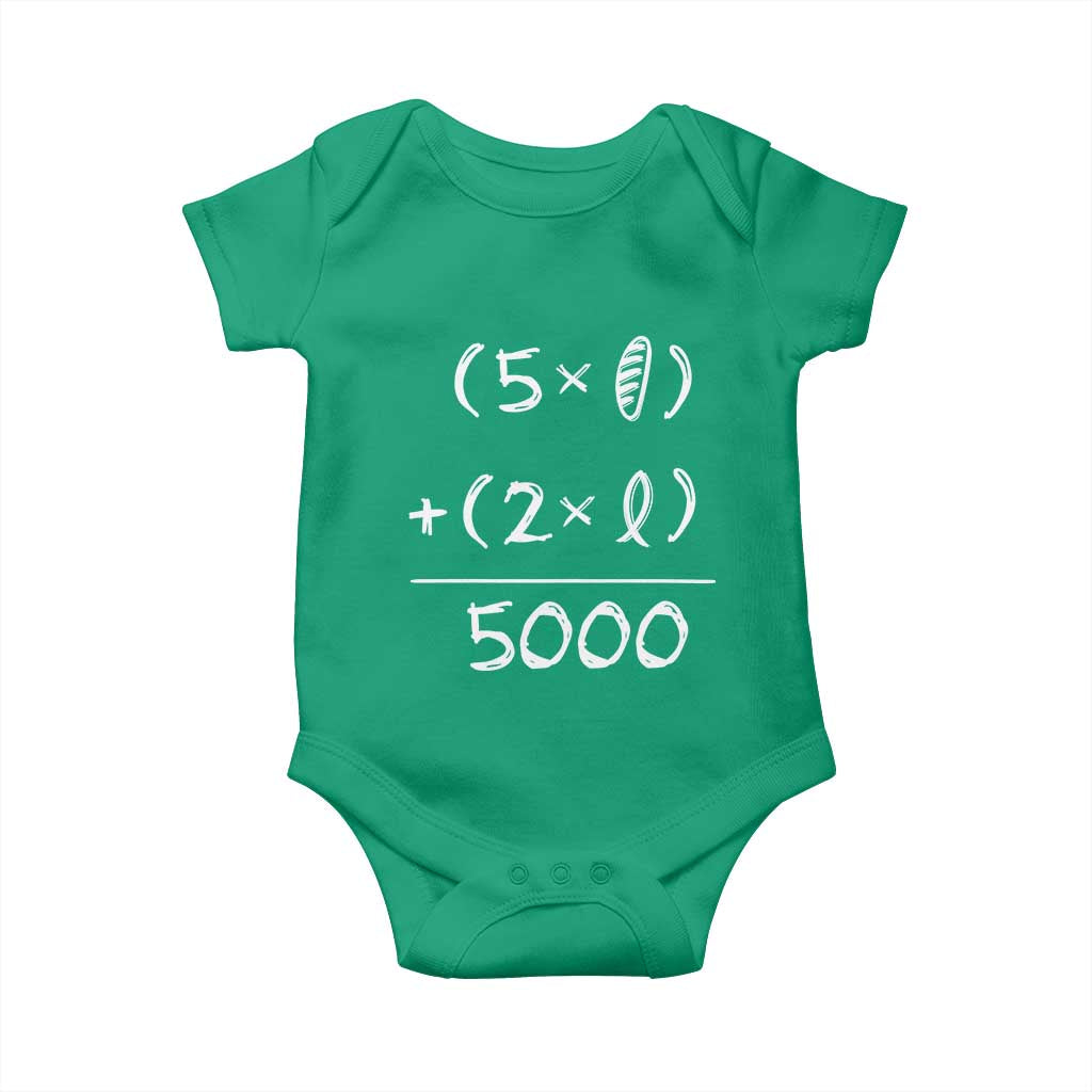 2 Fishes 5 Loaves Jesus Feeds The 5000 Christian Bible Verses Baby Onesie TS11 Irish Green Print Your Wear