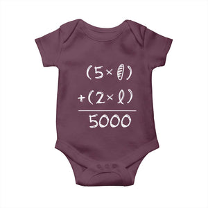 2 Fishes 5 Loaves Jesus Feeds The 5000 Christian Bible Verses Baby Onesie TS11 Maroon Print Your Wear