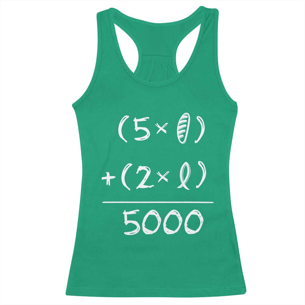 2 Fishes 5 Loaves Jesus Feeds The 5000 Christian Bible Verses Racerback Tank Top TS11 Irish Green Print Your Wear