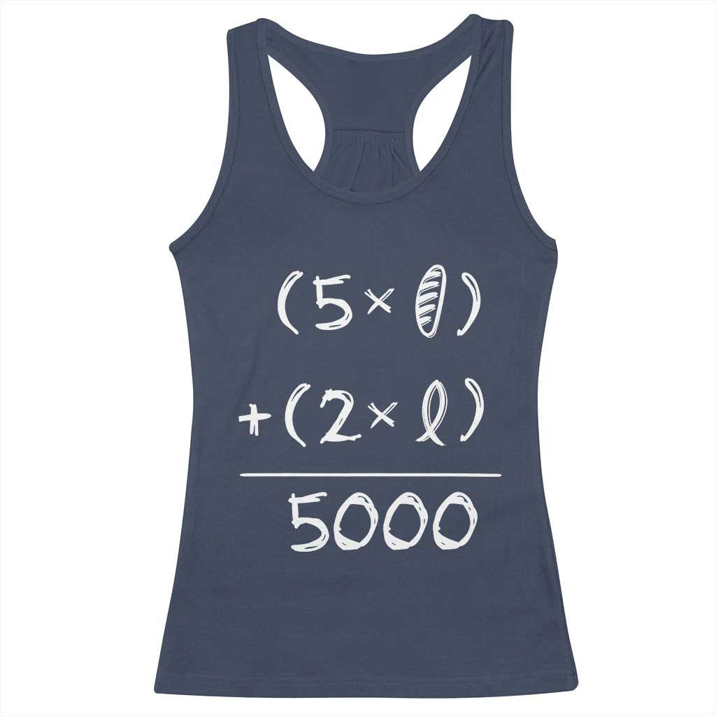 2 Fishes 5 Loaves Jesus Feeds The 5000 Christian Bible Verses Racerback Tank Top TS11 Navy Print Your Wear