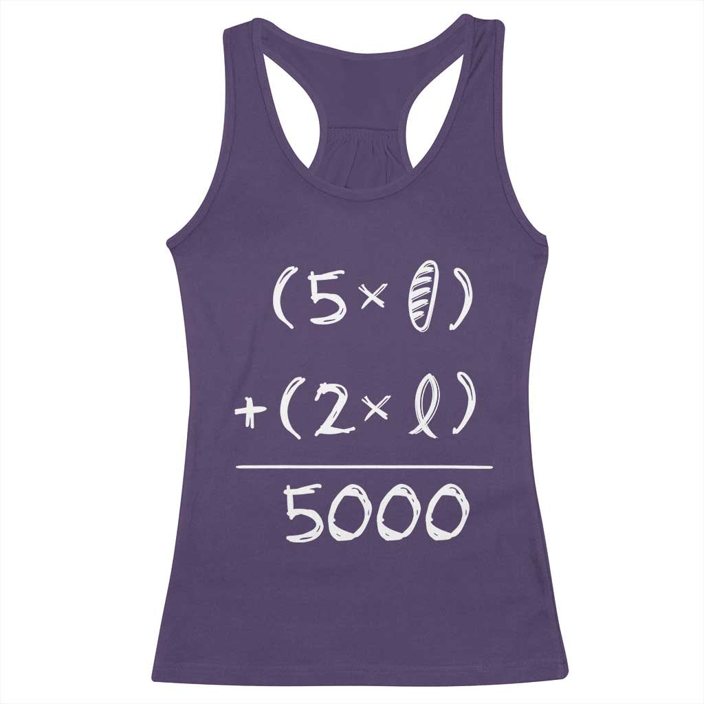 2 Fishes 5 Loaves Jesus Feeds The 5000 Christian Bible Verses Racerback Tank Top TS11 Purple Print Your Wear