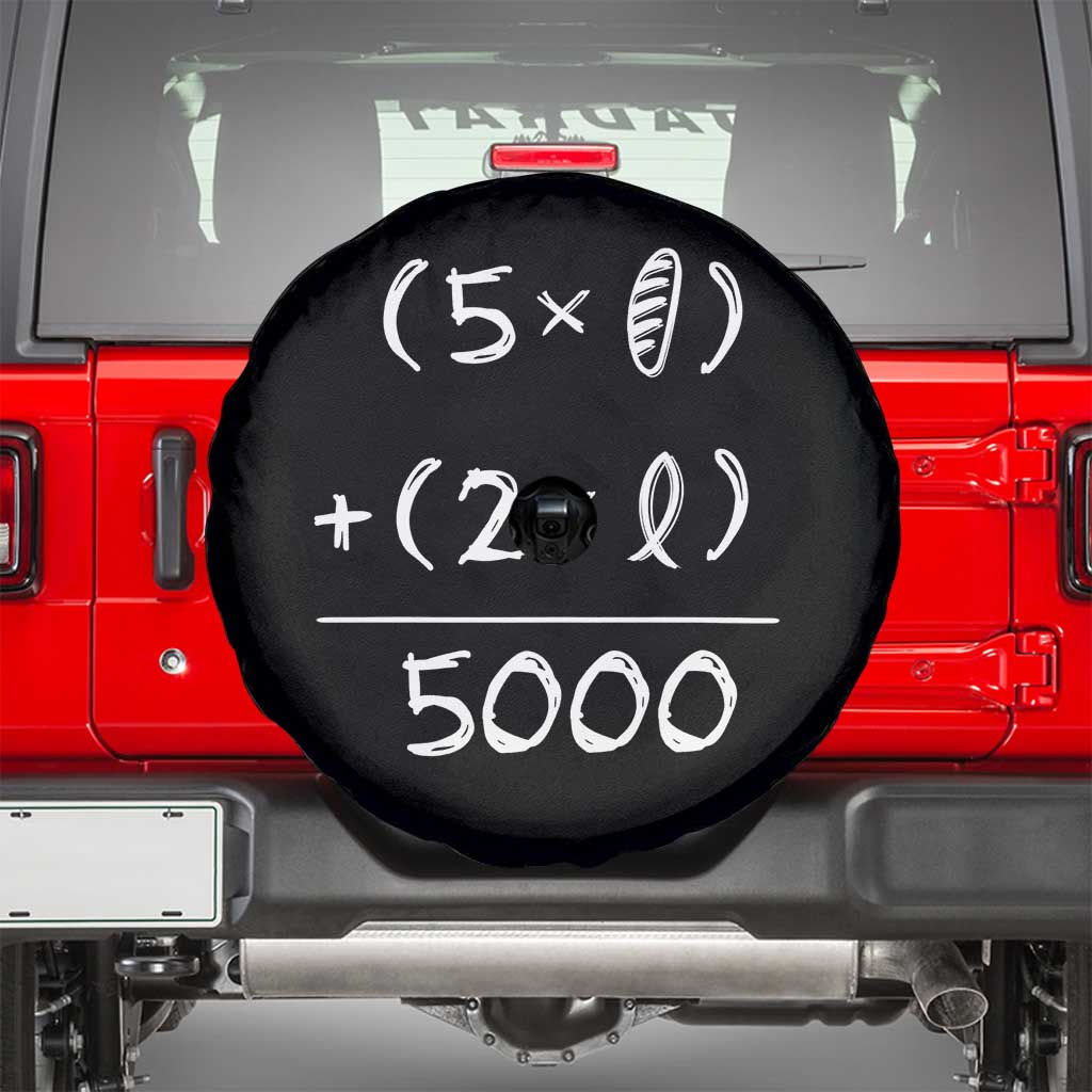 2 Fishes 5 Loaves Jesus Feeds The 5000 Christian Bible Verses Spare Tire Cover TS11 Black Print Your Wear