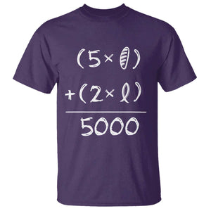 2 Fishes 5 Loaves Jesus Feeds The 5000 Christian Bible Verses T Shirt TS11 Purple Print Your Wear