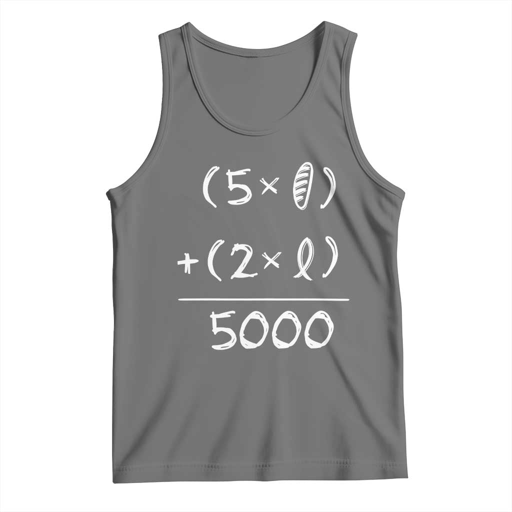 2 Fishes 5 Loaves Jesus Feeds The 5000 Christian Bible Verses Tank Top TS11 Black Heather Print Your Wear