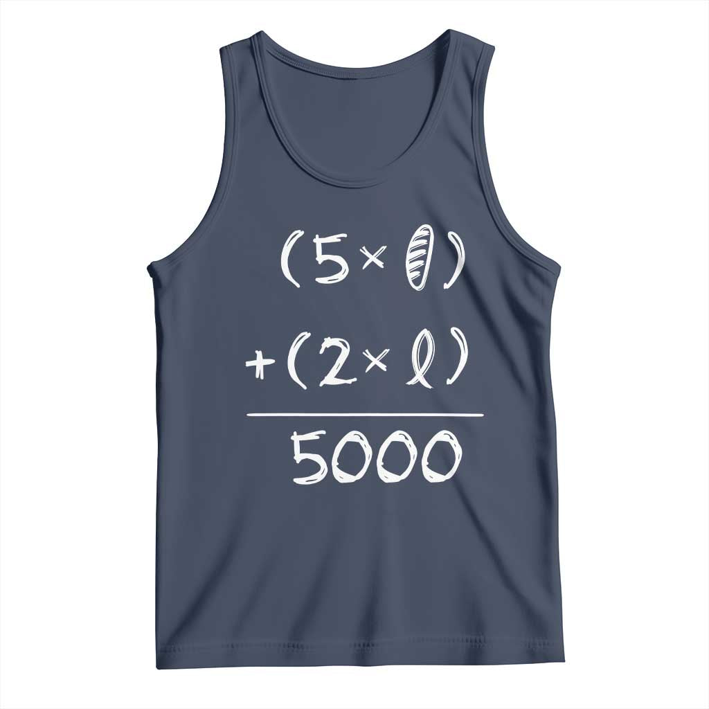 2 Fishes 5 Loaves Jesus Feeds The 5000 Christian Bible Verses Tank Top TS11 Navy Print Your Wear