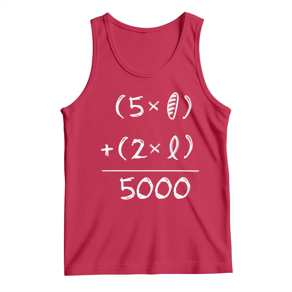 2 Fishes 5 Loaves Jesus Feeds The 5000 Christian Bible Verses Tank Top TS11 Red Print Your Wear