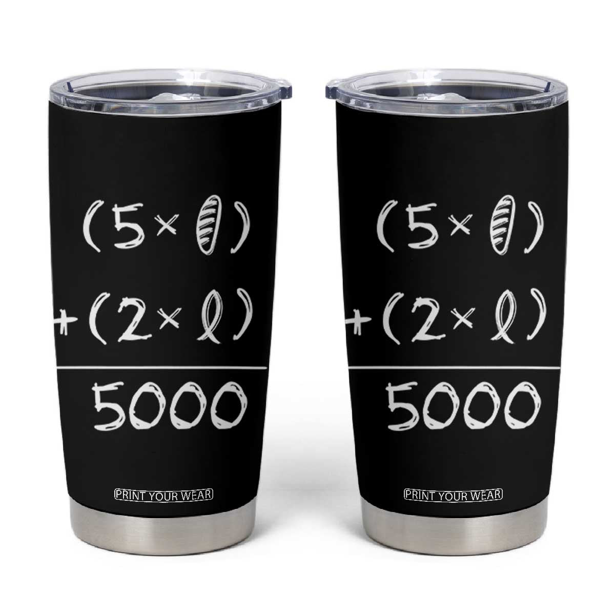 2 Fishes 5 Loaves Jesus Feeds The 5000 Christian Bible Verses Tumbler Cup TS11 Black Print Your Wear