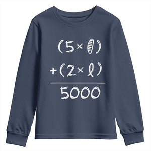 2 Fishes 5 Loaves Jesus Feeds The 5000 Christian Bible Verses Youth Sweatshirt TS11 Navy Print Your Wear