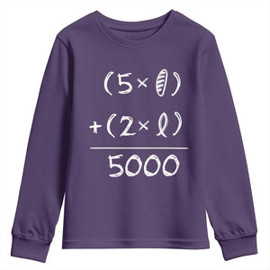 2 Fishes 5 Loaves Jesus Feeds The 5000 Christian Bible Verses Youth Sweatshirt TS11 Purple Print Your Wear