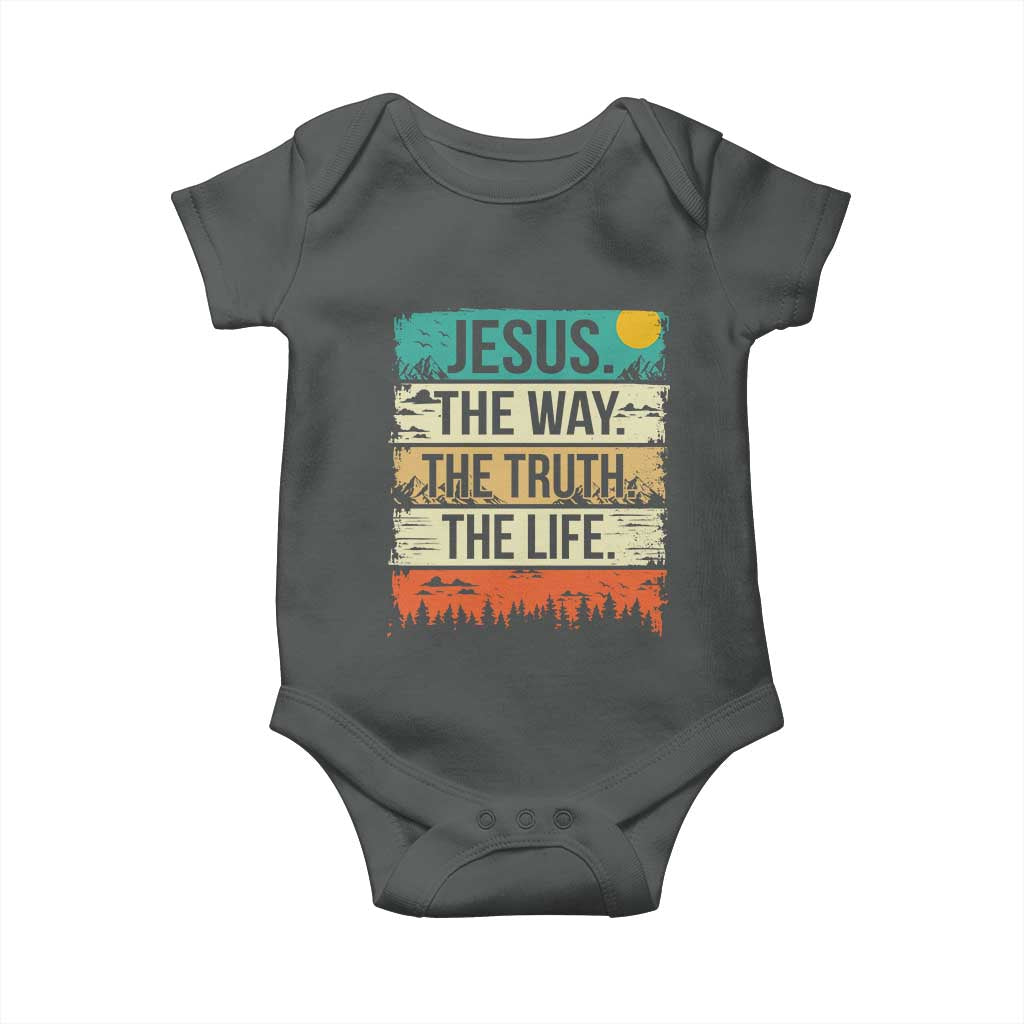 Jesus The Way The Truth The Life Baby Onesie Blessed Christians TS11 Dark Heather Print Your Wear