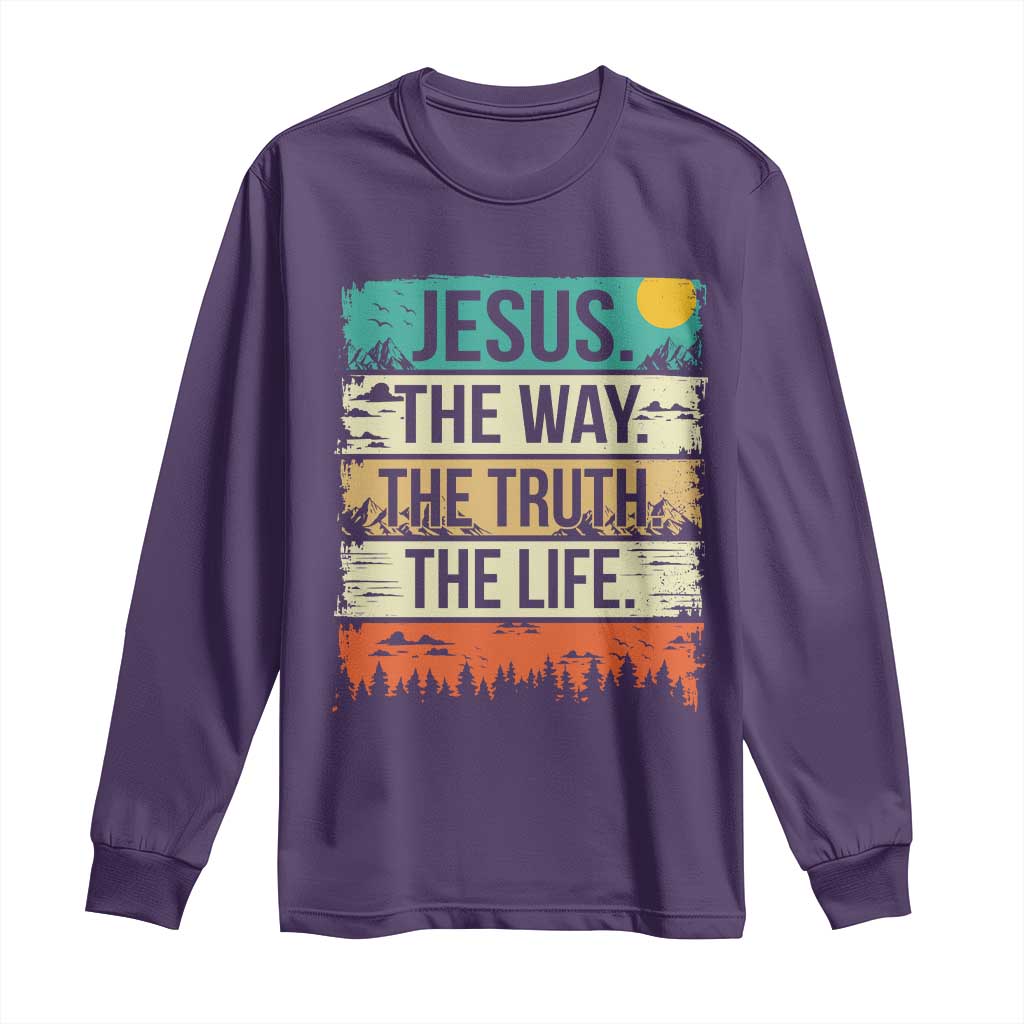 Jesus The Way The Truth The Life Long Sleeve Shirt Blessed Christians TS11 Purple Print Your Wear