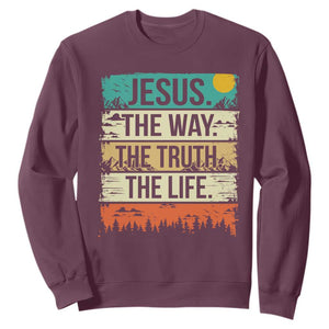 Jesus The Way The Truth The Life Sweatshirt Blessed Christians TS11 Maroon Print Your Wear