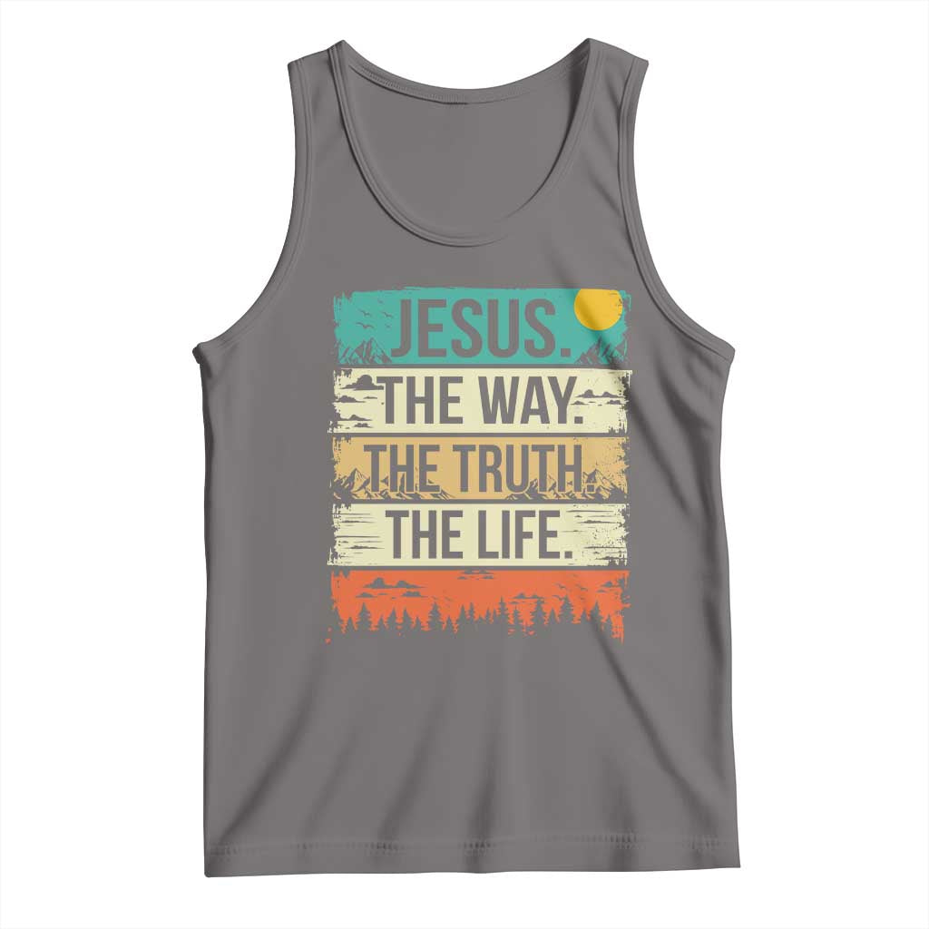 Jesus The Way The Truth The Life Tank Top Blessed Christians TS11 Deep Heather Print Your Wear