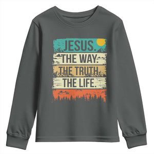 Jesus The Way The Truth The Life Youth Sweatshirt Blessed Christians TS11 Dark Heather Print Your Wear