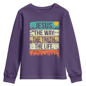 Jesus The Way The Truth The Life Youth Sweatshirt Blessed Christians TS11 Purple Print Your Wear