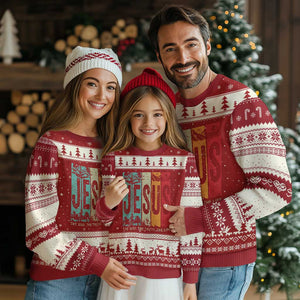 Jesus The Way The Truth The Life Ugly Christmas Sweater Christian Worship TS11 Red Beige Print Your Wear