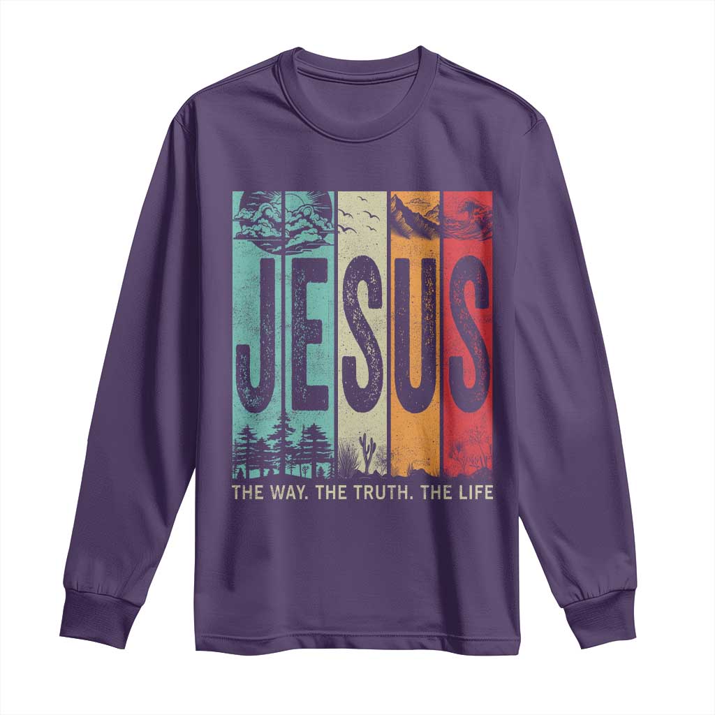 Jesus The Way The Truth The Life Long Sleeve Shirt Christian Worship TS11 Purple Print Your Wear
