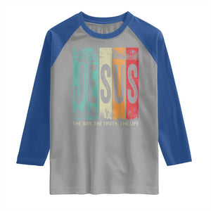 Jesus The Way The Truth The Life Raglan Shirt Christian Worship TS11 Sport Gray Royal Print Your Wear