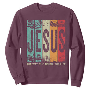 Jesus The Way The Truth The Life Sweatshirt Christian Worship TS11 Maroon Print Your Wear