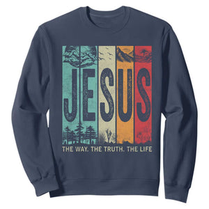 Jesus The Way The Truth The Life Sweatshirt Christian Worship TS11 Navy Print Your Wear