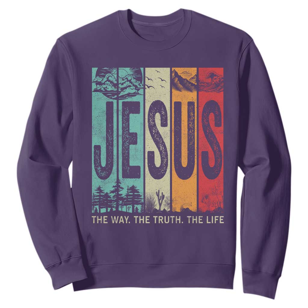 Jesus The Way The Truth The Life Sweatshirt Christian Worship TS11 Purple Print Your Wear