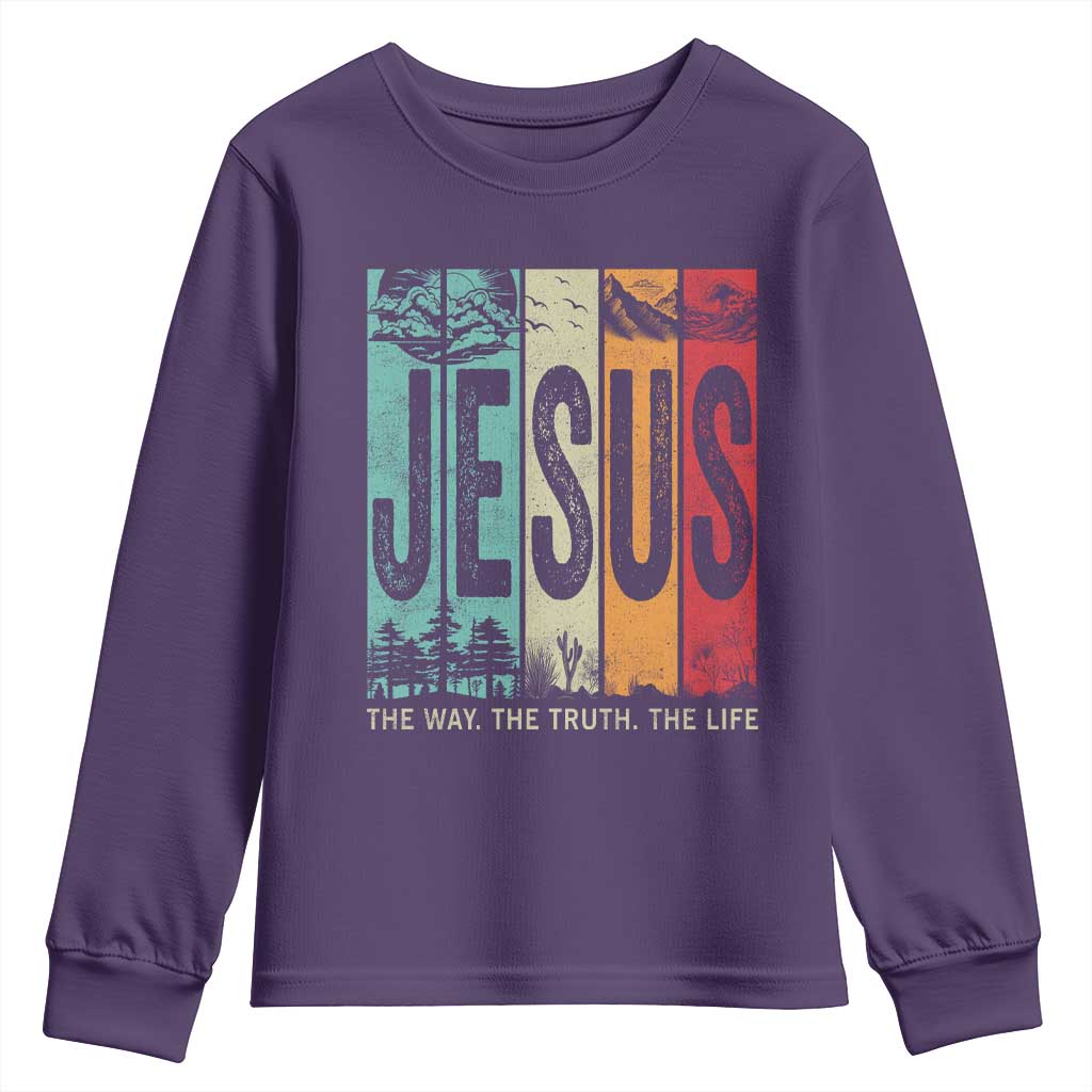 Jesus The Way The Truth The Life Youth Sweatshirt Christian Worship TS11 Purple Print Your Wear