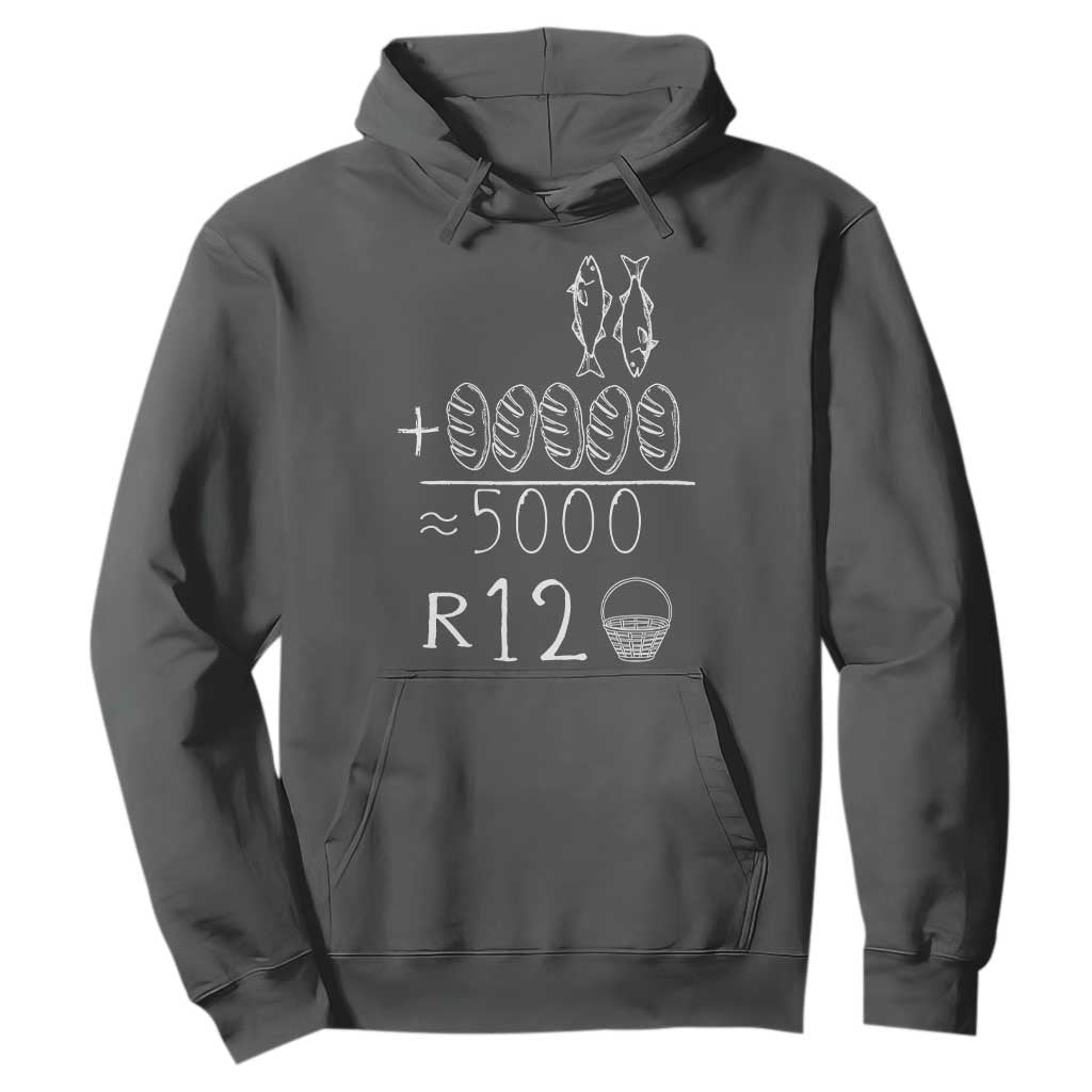 2 Fishes 5 Breads Jesus Feeds The 5000 Christian Bible Verses Hoodie TS11 Dark Heather Print Your Wear