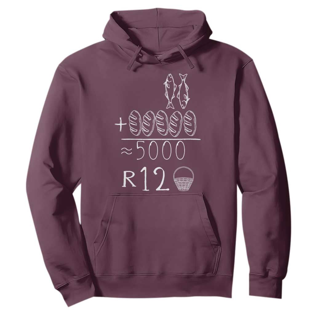 2 Fishes 5 Breads Jesus Feeds The 5000 Christian Bible Verses Hoodie TS11 Maroon Print Your Wear