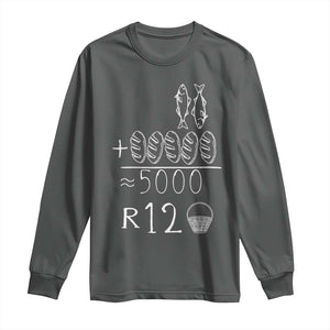 2 Fishes 5 Breads Jesus Feeds The 5000 Christian Bible Verses Long Sleeve Shirt TS11 Dark Heather Print Your Wear