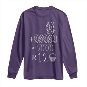 2 Fishes 5 Breads Jesus Feeds The 5000 Christian Bible Verses Long Sleeve Shirt TS11 Purple Print Your Wear