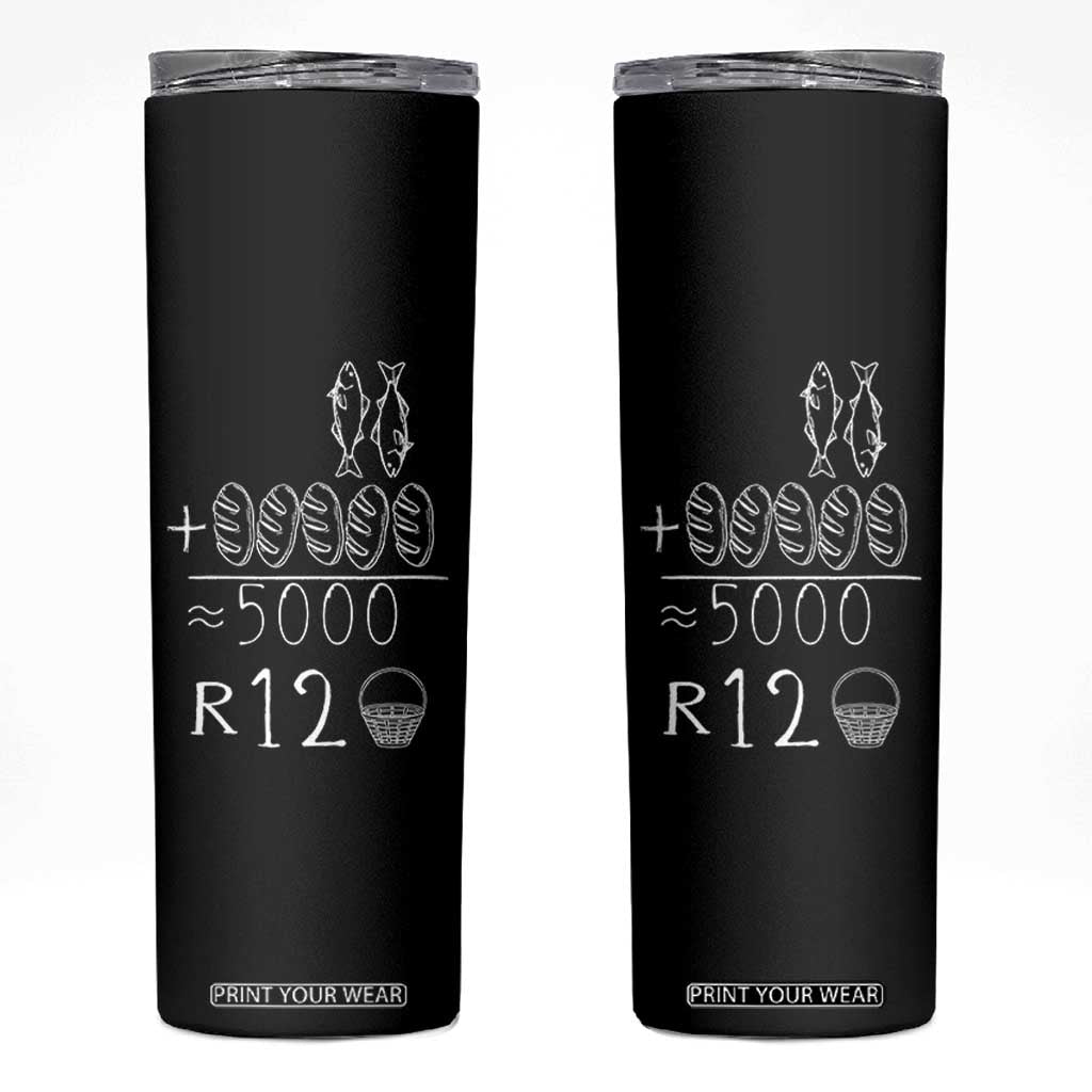 2 Fishes 5 Breads Jesus Feeds The 5000 Christian Bible Verses Skinny Tumbler TS11 Black Print Your Wear
