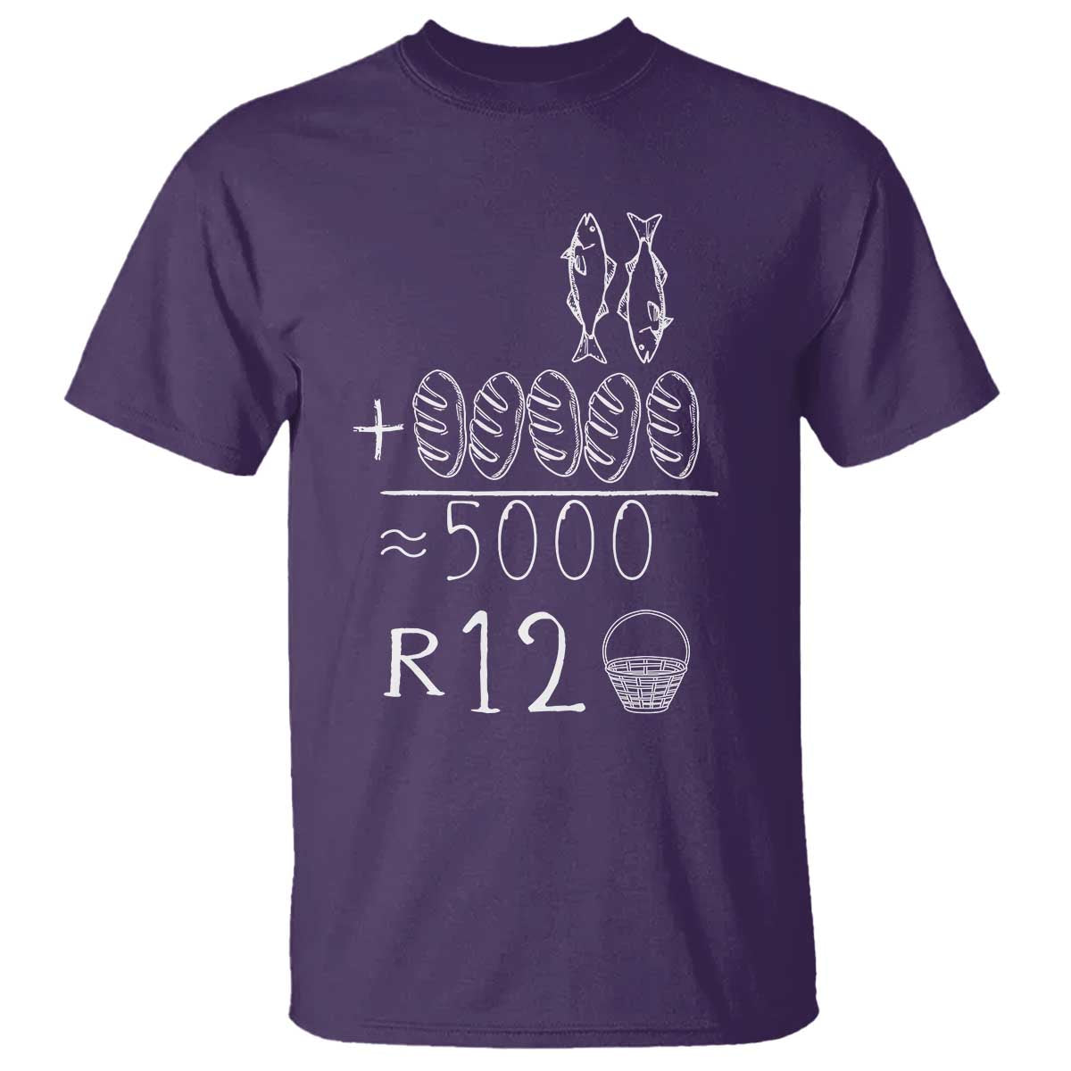 2 Fishes 5 Breads Jesus Feeds The 5000 Christian Bible Verses T Shirt TS11 Purple Print Your Wear
