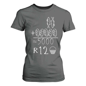 2 Fishes 5 Breads Jesus Feeds The 5000 Christian Bible Verses T Shirt For Women TS11 Dark Heather Print Your Wear