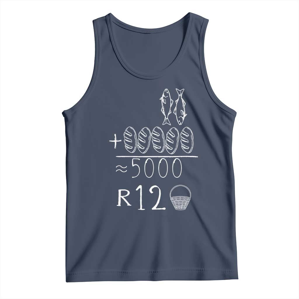 2 Fishes 5 Breads Jesus Feeds The 5000 Christian Bible Verses Tank Top TS11 Navy Print Your Wear