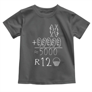 2 Fishes 5 Breads Jesus Feeds The 5000 Christian Bible Verses Toddler T Shirt TS11 Dark Heather Print Your Wear