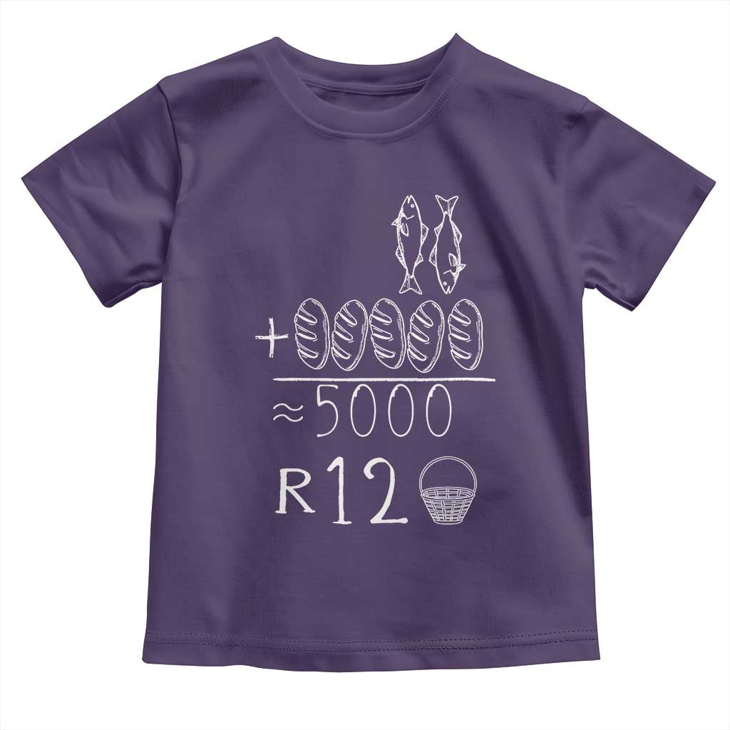2 Fishes 5 Breads Jesus Feeds The 5000 Christian Bible Verses Toddler T Shirt TS11 Purple Print Your Wear