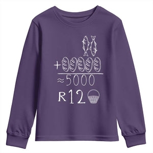 2 Fishes 5 Breads Jesus Feeds The 5000 Christian Bible Verses Youth Sweatshirt TS11 Purple Print Your Wear