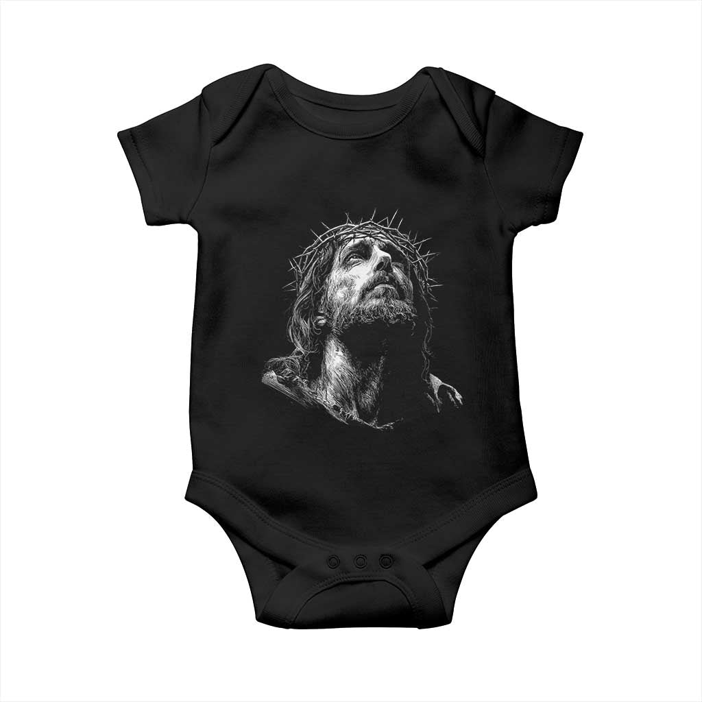 Jesus Christ Religious Christian Faith Crown Of Thorns Baby Onesie TS11 Black Print Your Wear